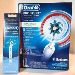 Oral-B Pro 5000 SmartSeries Toothbrush Patient Starter Kit Extra Brush Head NIB
